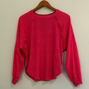 **SOLD** Athropologie Pilcro Women's Pink Long Sleeve Ruffle Top